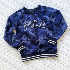 Polo Ralph Lauren Blue Camo Crewneck Sweatshirt Boys size 7 years